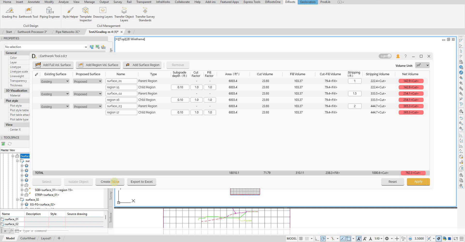 AutoCAD table creation process