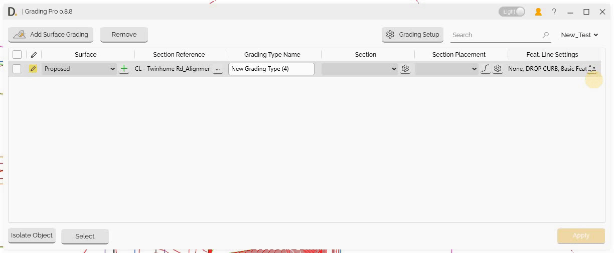 Feature Line Settings
