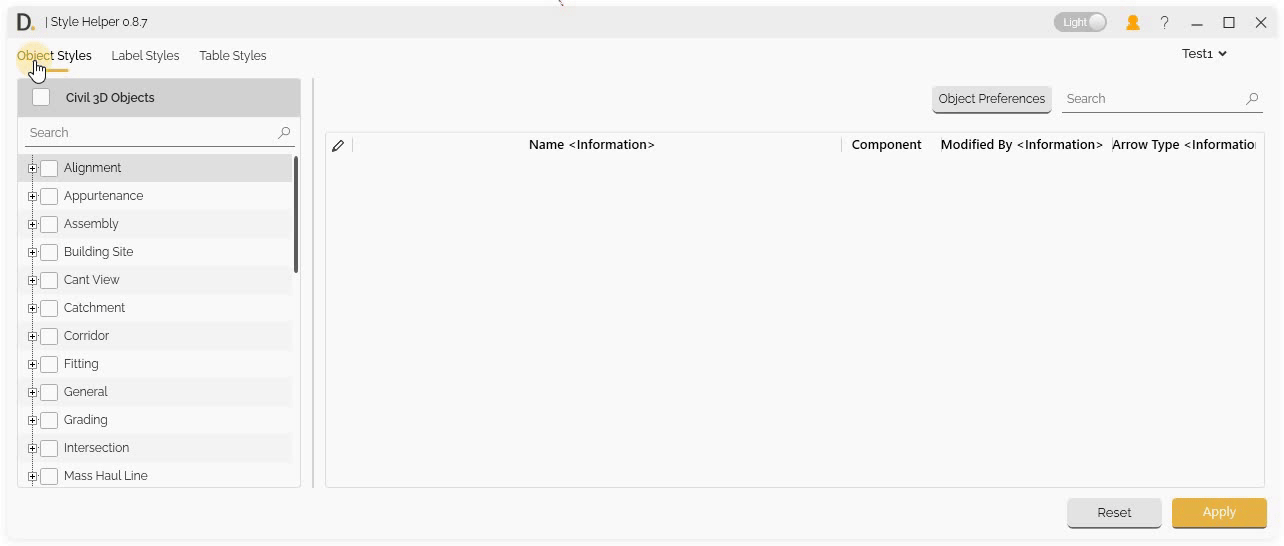 Three-tab interface and navigation between tabs and structure from C3D