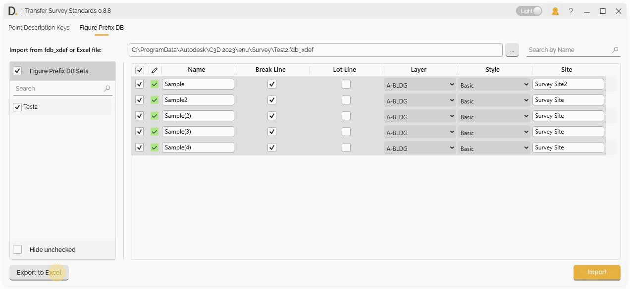 Transfer Figure Prefix Database Export Open Active File