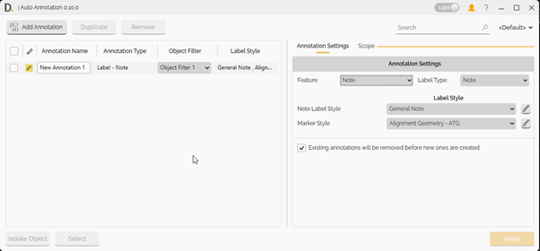 Auto Annotation Main Interface and Annotation Settings tab